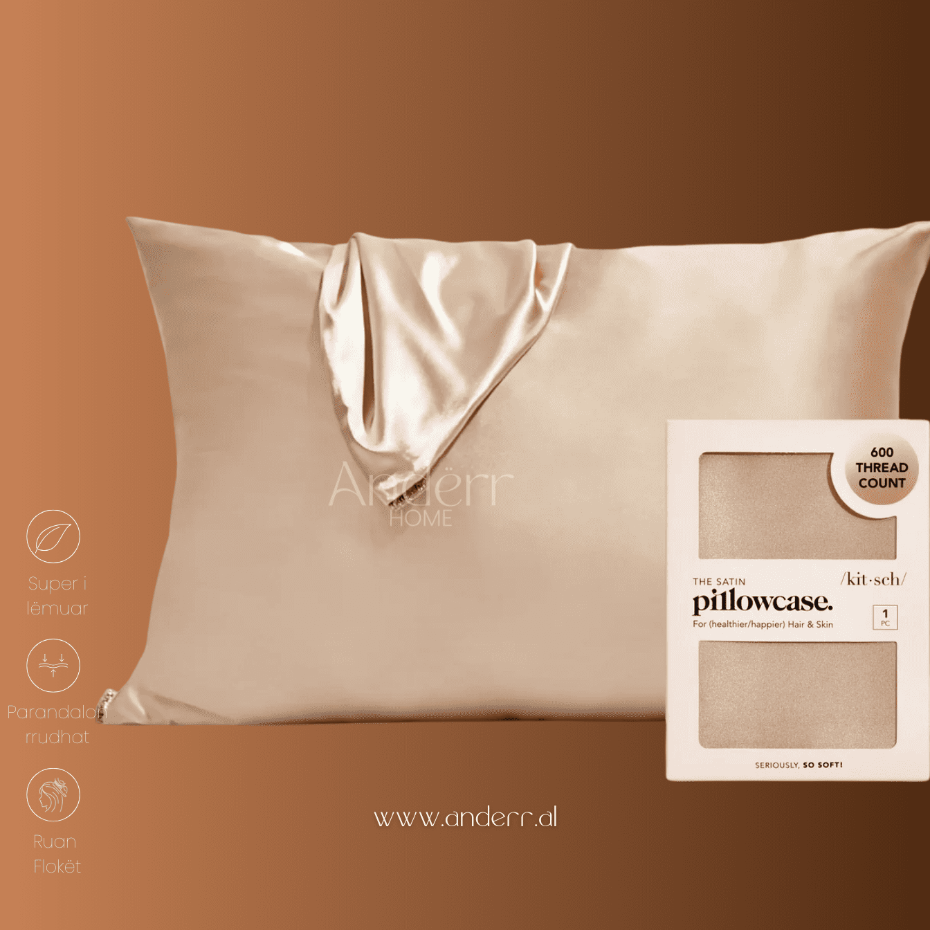 Навлака за перница од свилен сатен