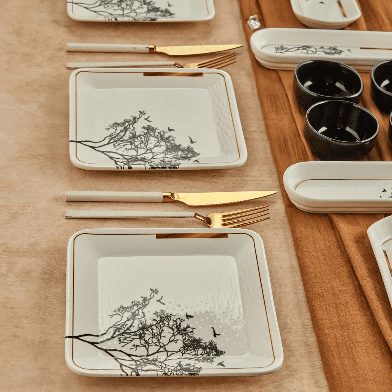 Wish Tree 14-piece ceramic plate set - 6 people